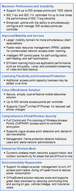 Cisco Unified Wireless Controller SW Release 7.0