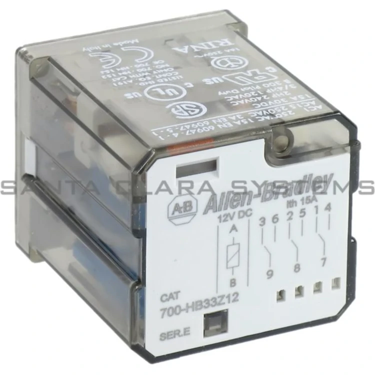 ALLEN BRADLEY 700-HB33Z12 700-HB GENERAL PURPOSE BLADE BASE RELAY, 15 AMP CONTACT, 3PDT, 12V DC ALLEN BRADLEY 700-HB33Z12 700-HB GENERAL PURPOSE BLADE BASE RELAY, 15 AMP CONTACT, 3PDT, 12V DC