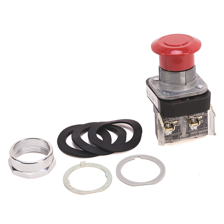 ALLEN BRADLEY 800T-FX6A 30.5MM TYPE 4/13 2 POS. PB-NON-ILLUM., MUSHROOM HD (PUSH-PULL), RED, 1 NO-1 NC