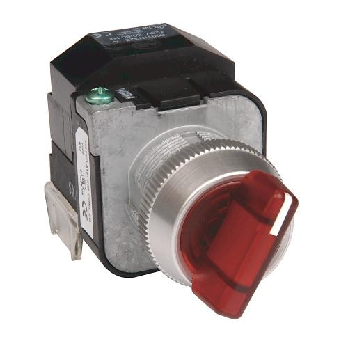 ALLEN BRADLEY 800T-16JG91KB7AX 30.5MM TYPE 4/13 SEL. SWITCH-ILLUM., 3 POS., TRANSFORMER, 120V AC 50/60 HZ, GREEN, STD. KNOB SPRING RTN FR/ BOTH