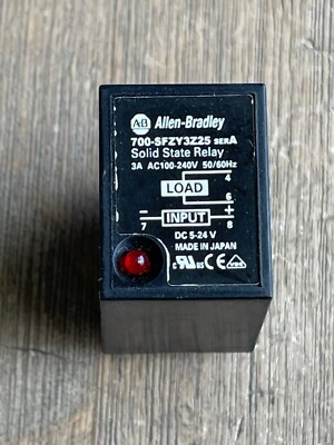 ALLEN BRADLEY 700-SFZY3Z25 SQUARE BASE STYLE, SOLID-STATE RELAY, W/ LED DIAG. INDICATOR, W/ ZERO CROSS FUNCTION, RATED OUTPUT OF 3 AMP 100...240V AC, RATED INPUT OF 5...24V DC