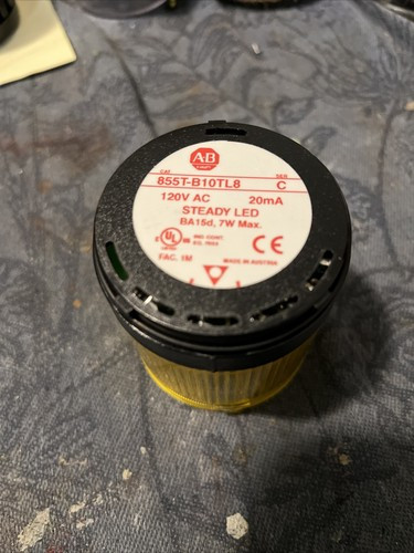 ALLEN BRADLEY 855T-B10GL8 STACK LIGHT YELLOW CONTROL TOWER 120VAC ALLEN BRADLEY 855T-B10GL8 STACK LIGHT YELLOW CONTROL TOWER 120VAC