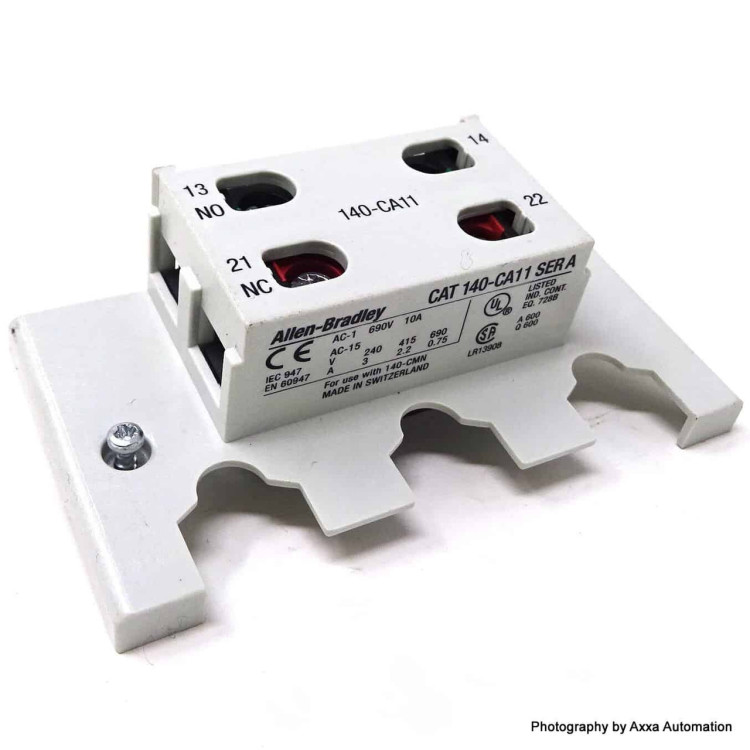 ALLEN BRADLEY 140-CA11 AUXILIARY CONTACT BLOCK, FOR FLUSH MOUNTING TO BULLETIN 140-CMN CIRCUIT BREAKER ALLEN BRADLEY 140-CA11 AUXILIARY CONTACT BLOCK, FOR FLUSH MOUNTING TO BULLETIN 140-CMN CIRCUIT BREAKER