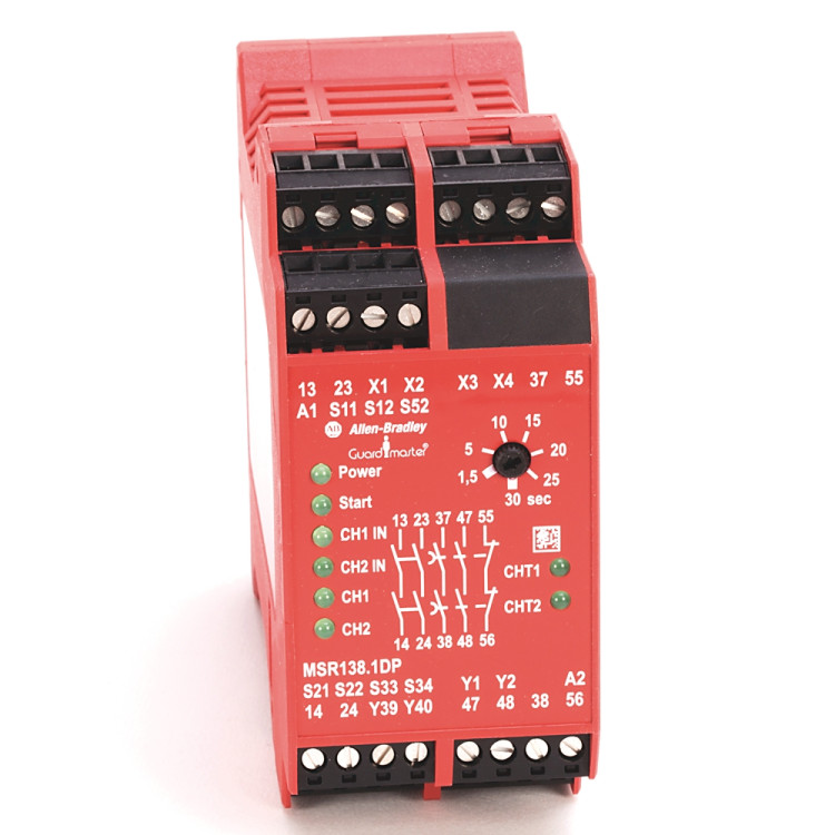 ALLEN BRADLEY 440R-M23147 MSR138DPSAFETY MONITORING RELAY 05 TO 10 SECS 24V AC DC INPUTS 1NC OR 2NC OR LIGHT CURTAINSAFETY OUTPUTS 2NO INSTANTANEOUS AND 3NO DELAYED REMOVABLE TERMINALS 45MM HOUSING ALLEN BRADLEY 440R-M23147 MSR138DPSAFETY MONITORING RELAY 05 TO 10 SECS 24V AC DC INPUTS 1NC OR 2NC OR LIGHT CURTAINSAFETY OUTPUTS 2NO INSTANTANEOUS AND 3NO DELAYED REMOVABLE TERMINALS 45MM HOUSING