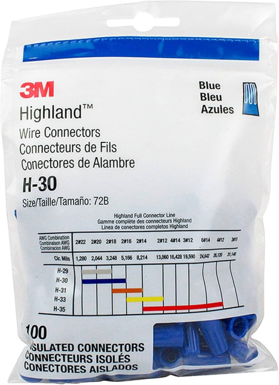 3M H30BOX (PRICE/BOX; BOX OF 100)BLUE CONNECTOR (100/BOX)