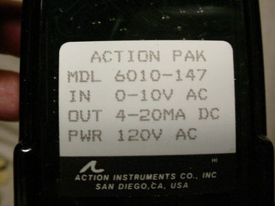 ACTION INSTRUMENTS MDL-6010-147 SIGNAL CONDITIONER 0-10VAC 4-20MA ACTION INSTRUMENTS MDL-6010-147 SIGNAL CONDITIONER 0-10VAC 4-20MA
