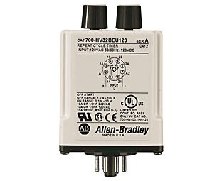 ALLEN BRADLEY 700-HV32DA1 GENERAL PURPOSE TUBE BASE REPEAT CYCLE TIMING RELAY, ADJUSTABLE TIMING MODE, 2.0 TO 30 MINUTES (ON/OFF), DPDT, 120V 50/60HZ ALLEN BRADLEY 700-HV32DA1 GENERAL PURPOSE TUBE BASE REPEAT CYCLE TIMING RELAY, ADJUSTABLE TIMING MODE, 2.0 TO 30 MINUTES (ON/OFF), DPDT, 120V 50/60HZ