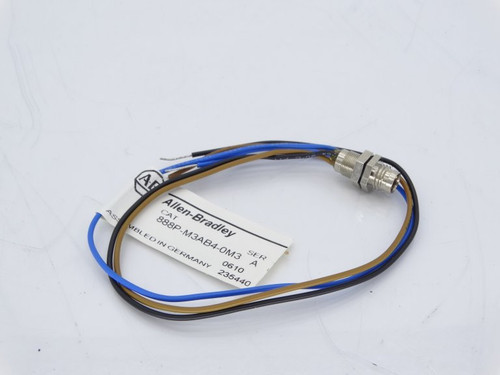 ALLEN BRADLEY 888P-M3AB4-0M3 RECEPTACLE, PICO, 3-PIN MALE, M8 MOUNTING THREADS, 0.3M (1FT)