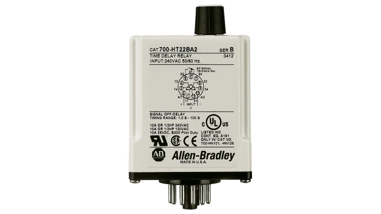 ALLEN BRADLEY 700-HT22AA24  700-HT GENERAL PURPOSE TUBE BASE TIMING RELAY, OFF DELAY TIMER, 0.1 TO 10 SECONDS, DPDT, 24V 50/60HZ