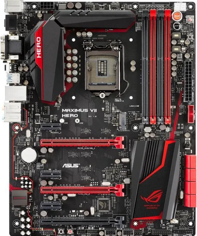 MB ASUS MAXIMUS VII HERO Z97 s1150 (Core™ i3/i5/i7), VGA(HDMI+DVI-D+D-SUB), 4xDDR3(32Gb/1600) 3xPCIe 3.0/2.0 x16 + 3xPCIe x1, 8xAudio,1xGBL, 6xSATAIII Raid, 2xSATAIII, 1 x M.2 Socket 3, 6xUSB3.0, 7xUSB2.0, ATX MB ASUS MAXIMUS VII HERO Z97 s1150 (Core™ i3/i5/i7), VGA(HDMI+DVI-D+D-SUB), 4xDDR3(32Gb/1600) 3xPCIe 3.0/2.0 x16 + 3xPCIe x1, 8xAudio,1xGBL, 6xSATAIII Raid, 2xSATAIII, 1 x M.2 Socket 3, 6xUSB3.0, 7xUSB2.0, ATX