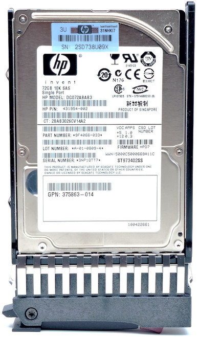 CA06681-B26500CP HP 72GB SAS 2.5 10K RPM DRIVE-NEW BULK-- CA06681-B26500CP HP 72GB SAS 2.5 10K RPM DRIVE-NEW BULK--