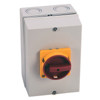 ALLEN BRADLEY 194E-Y25-1756-6N LOAD SWITCH IN THERMOPLASTIC ENCLOSURE IP65, SIZE 25 A, PG-KNOCKOUT, ON-OFF SWITCH, 6 POLES, ACTUATOR DISCONNECT/EMERGENCY STOP TYPE, YELLOW FRAME, RED KNOB RING, PROVISION FOR 3 PADLOCKS