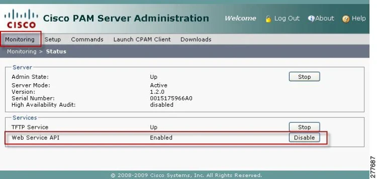 Cisco PAM Web Services API License