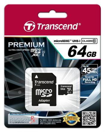 Носитель Transcend 64GB microSDHC Card TS64GUSDU1 Носитель Transcend 64GB microSDHC Card TS64GUSDU1
