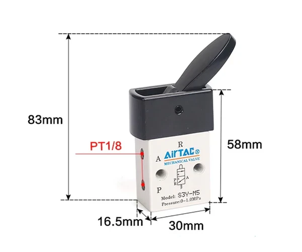 AIRTAC S3Y-06 MANUAL VALVE TOGGLE SWITCH TYPE 3/2 AIRTAC S3Y-06 MANUAL VALVE TOGGLE SWITCH TYPE 3/2