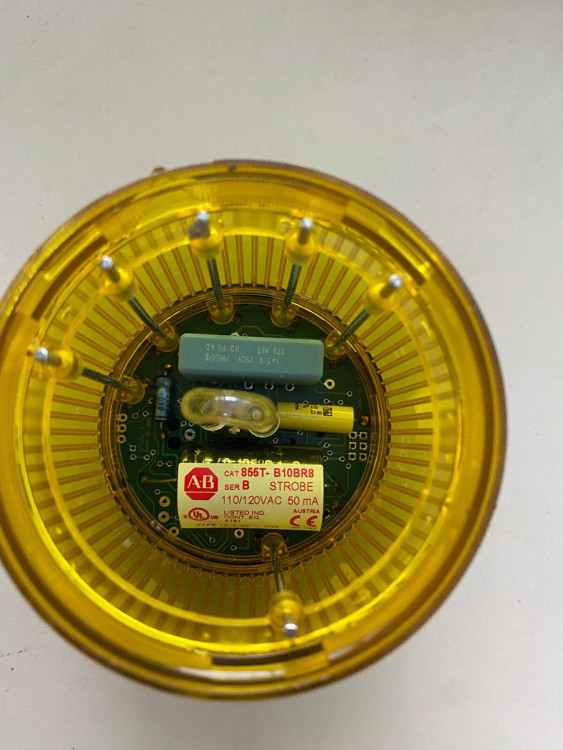 ALLEN BRADLEY 855T-B10BR8 MODULE FOR TOWER LIGHT 70MM, BLACK BODY, POWER SUPPLY 120V AC, STROBE, YELLOW LENS ALLEN BRADLEY 855T-B10BR8 MODULE FOR TOWER LIGHT 70MM, BLACK BODY, POWER SUPPLY 120V AC, STROBE, YELLOW LENS