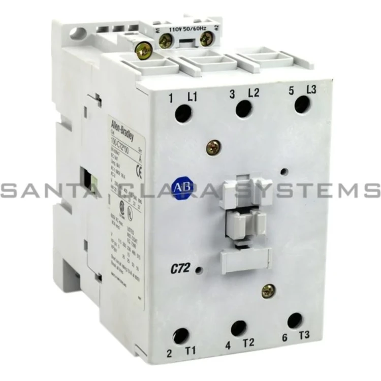 ALLEN BRADLEY 100-C72KD00 CONTACTOR, SCREW TERMINALS, 40KW/400V, COIL 2 TERMINALS, COIL TERMINALS AT LINE SIDE, CONTROL VOLTAGE 110V 50/60HZ, NO AUXILIARY CONTACT, SINGEL PACK