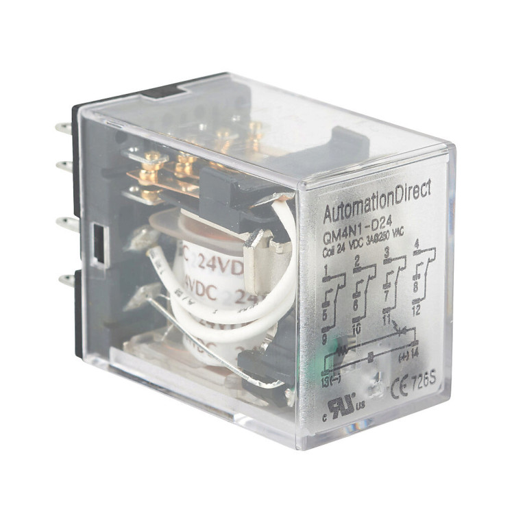 AUTOMATION DIRECT QM4N1-D24 ICE CUBE CONTROL RELAY, 24VDC COIL, 4PDT, 3A CONTACT RATING, WITH LED INDICATOR. PURCHASE SQM14D MOUNTING SOCKET SEPARATELY. AUTOMATION DIRECT QM4N1-D24 ICE CUBE CONTROL RELAY, 24VDC COIL, 4PDT, 3A CONTACT RATING, WITH LED INDICATOR. PURCHASE SQM14D MOUNTING SOCKET SEPARATELY.
