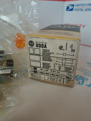 ALLEN BRADLEY 800A-L2AA24C PILOT LIGHT, STAB TYPE TERMINATION, EXTENDED HEAD, ROUND BEZEL, AMBER, INCANDESCENT, 24V AC/DC, FACTORY ASSEMBLY