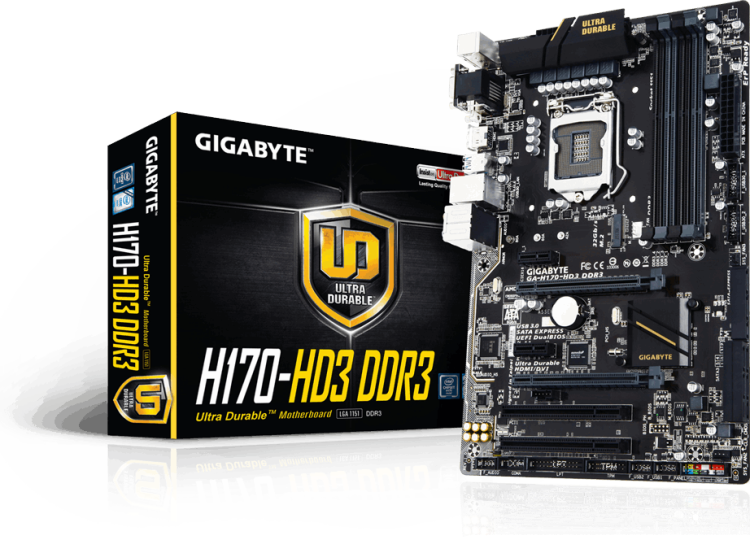 MB Gigabyte GA-H170-HD3 DDR3 LGA1151 Intel H170 4xDDR3 ATX AC`97 8ch(7.1) GbLAN RAID MB Gigabyte GA-H170-HD3 DDR3 LGA1151 Intel H170 4xDDR3 ATX AC`97 8ch(7.1) GbLAN RAID