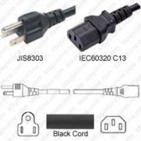 AC Power Cord (Japan), C13, JIS C 8303, 2.5m