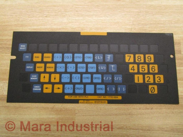 ALLEN BRADLEY 1770-KBA KEYPAD OVERLAY USE W/ PLC