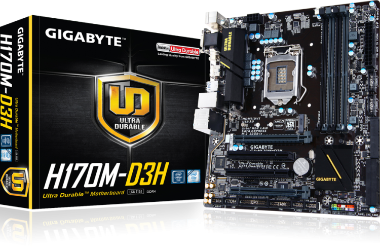 MB Gigabyte GA-H170M-D3H DDR3 LGA1151 Intel H170 4xDDR3 mATX AC`97 8ch(7.1) GbLAN RA MB Gigabyte GA-H170M-D3H DDR3 LGA1151 Intel H170 4xDDR3 mATX AC`97 8ch(7.1) GbLAN RA