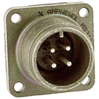 AMPHENOL MS3102R22-23P MS/STANDARD CYLINDRICAL MIL-C-5015 SERIES 3102R LIGHTWEIGHT ENVIRONMENTAL RESISTING BOX MOUNT RECEPTACLES, STRAIGHT BODY STYLE, SOLDER TERMINATION, 22