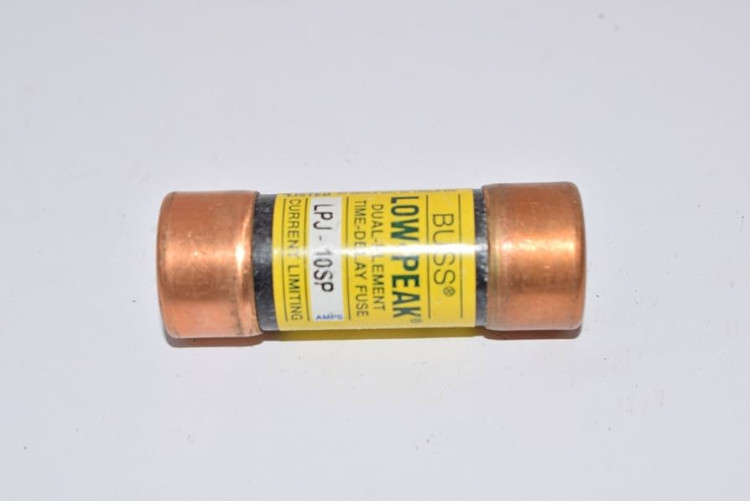BUSSMANN LPJ-10-SP FUSE, 10A, 600V, TIME DELAY; VOLTAGE RATING VDC:300V; VOLTAGE RATING VAC:600V; FUSE CURRENT:10A; BLOW CHARACTERISTIC:TIME DELAY; FUSE SIZE IMPERIAL:0. BUSSMANN LPJ-10-SP FUSE, 10A, 600V, TIME DELAY; VOLTAGE RATING VDC:300V; VOLTAGE RATING VAC:600V; FUSE CURRENT:10A; BLOW CHARACTERISTIC:TIME DELAY; FUSE SIZE IMPERIAL:0.