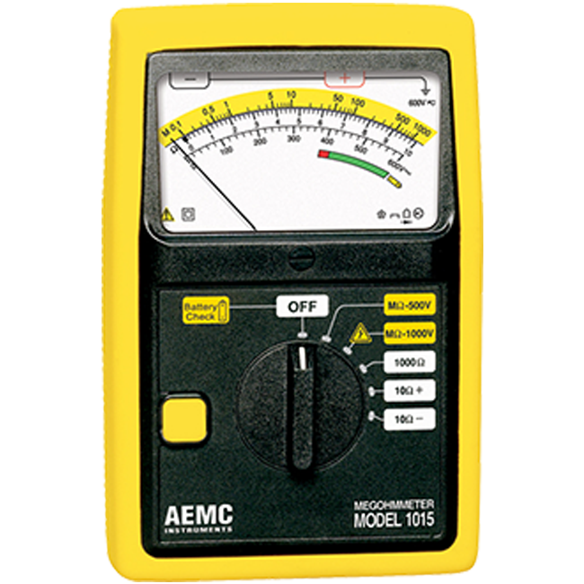 AEMC 140301 MEGOHMMETER MODEL 1015 (ANALOG, 500V, 1000V, RESISTANCE, CONTINUITY) AEMC 140301 MEGOHMMETER MODEL 1015 (ANALOG, 500V, 1000V, RESISTANCE, CONTINUITY)