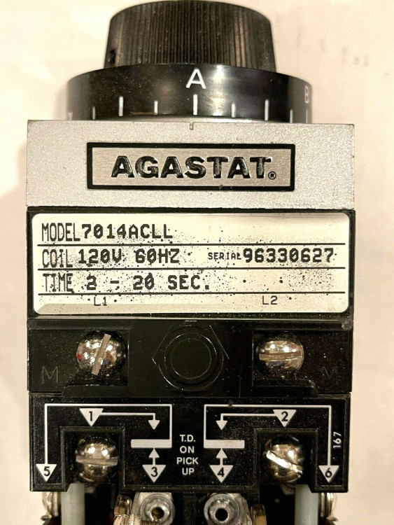 AGASTAT 7014ACLL RELAY TIME DELAY 120VAC 4P 2-20 SECOND