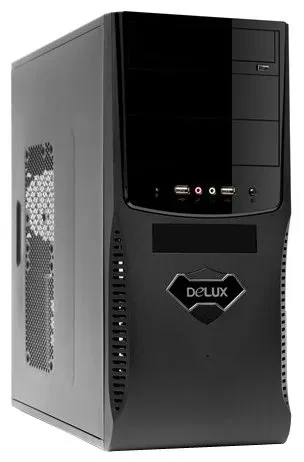 Корпус Delux DLC-MV852 ATX, Mini Tower, USB Hub, HD-Audio, Чёрный Глянец, Без Б/П, Заводская Сборка (Оригинал)