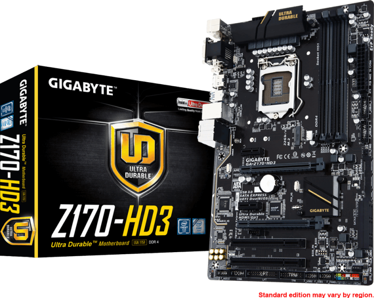 MB Gigabyte GA-Z170-HD3 DDR3 LGA1151 Intel Z170 4xDDR3 ATX AC`97 8ch(7.1) GbLAN RAID MB Gigabyte GA-Z170-HD3 DDR3 LGA1151 Intel Z170 4xDDR3 ATX AC`97 8ch(7.1) GbLAN RAID
