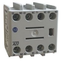 ALLEN BRADLEY 100-FA22 AUXILIARY CONTACT BLOCK, FRONT MOUNTING TO BULLETIN 100-C - CONTACTORS, 4-POLE, 2 N.O. + 2 N.C.