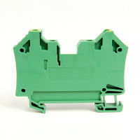ALLEN BRADLEY 1492-JG2Q 1492-J IEC TERMINAL BLOCK, ONE-CIRCUIT FEED-THROUGH GROUND BLOCK, 1.5 MM (# 22 AWG - # 16 AWG), 2 CONNECTION POINTS ON EACH SIDE, GREEN / YELLOW STRIP