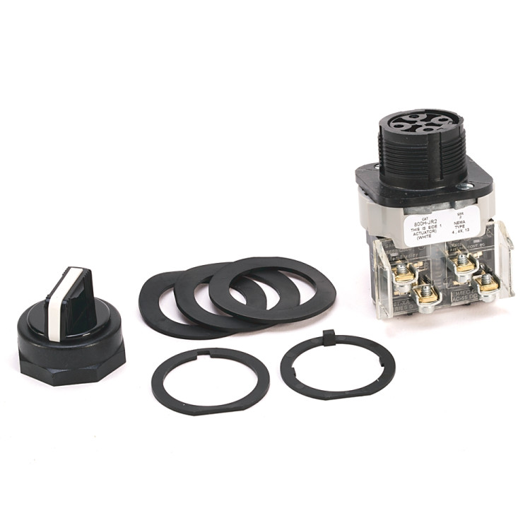 ALLEN BRADLEY 800H-JR2AP 30.5MM TYPE 4/4X/13 3 POS. SEL. SWITCH-NON-ILLUM., WHITE, STD. KNOB MAINT.