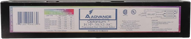 ADVANCE BALLAST IOP4S32SC35I (MIN ORD MAY BE REQ) ELE BALLAST (4) F32T8 120-277V
