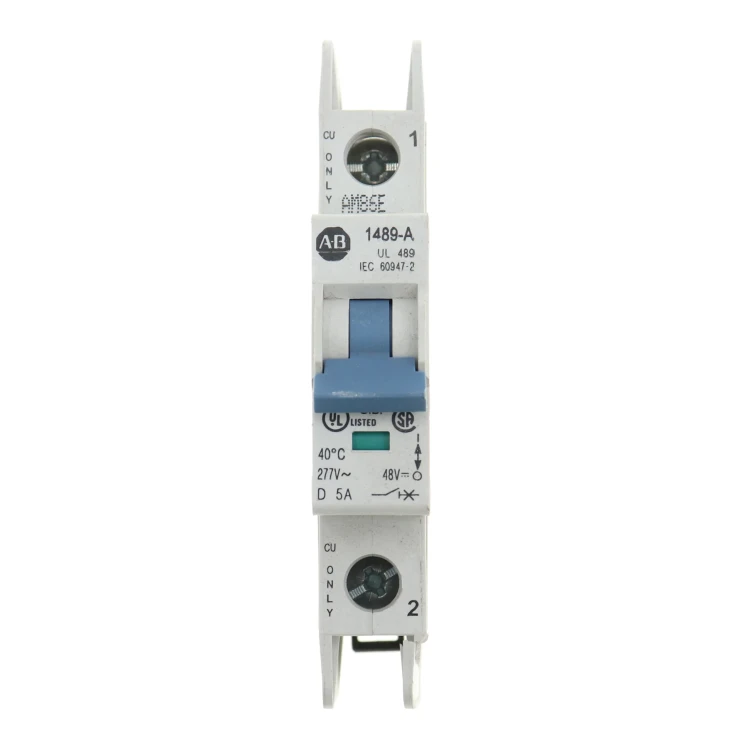 ALLEN BRADLEY 1489-A1D-050 INDUSTRIAL CIRCUIT BREAKER, 1-POLE, 277VAC, 5A, D TRIP CURVE (10.20 IP)) ALLEN BRADLEY 1489-A1D-050 INDUSTRIAL CIRCUIT BREAKER, 1-POLE, 277VAC, 5A, D TRIP CURVE (10.20 IP))