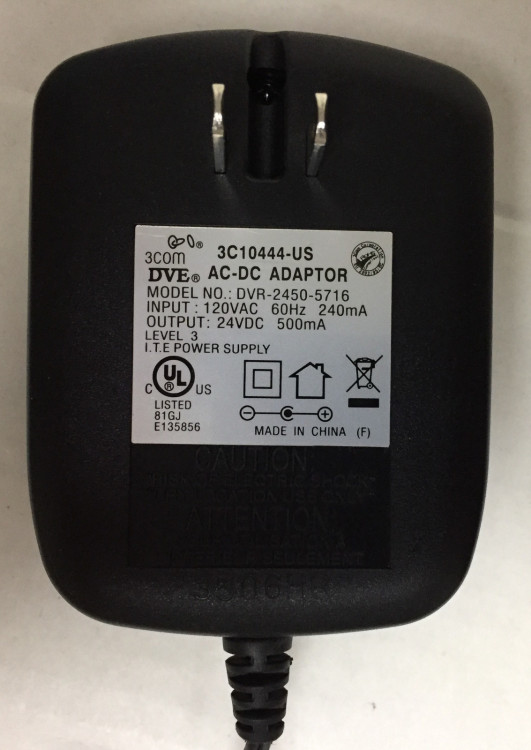 3COM 3C10444-US POWER ADAPTER 24VDC .5AMP