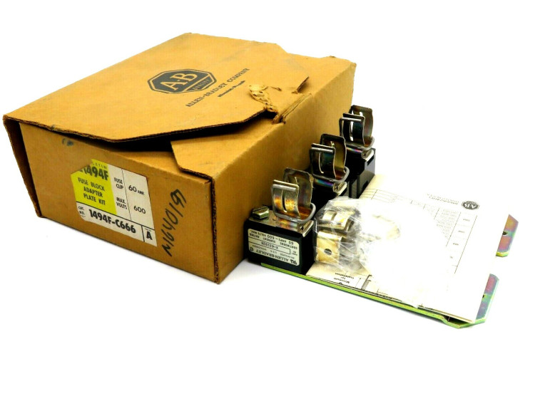 ALLEN BRADLEY 1494F-C666 FUSE BLOCK ADAPTER PLATE KIT, 60A FUSE CLIPS, CLASS H AND C, 600V ALLEN BRADLEY 1494F-C666 FUSE BLOCK ADAPTER PLATE KIT, 60A FUSE CLIPS, CLASS H AND C, 600V