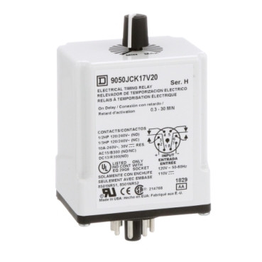 GROUPE SCHNEIDER 9050-JCK17-V20 TIMER RELAY 240VAC 10AMP+OPTIONS GROUPE SCHNEIDER 9050-JCK17-V20 TIMER RELAY 240VAC 10AMP+OPTIONS