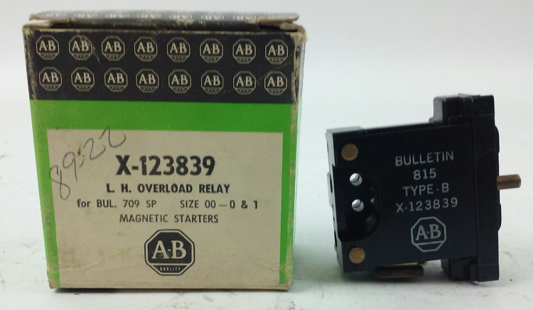 ALLEN BRADLEY X-123839 OVERLOAD RELAY FOR STARTER SIZE00/0/1 ALLEN BRADLEY X-123839 OVERLOAD RELAY FOR STARTER SIZE00/0/1