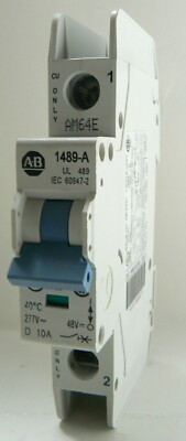 ALLEN BRADLEY 1489-A1D-100 INDUSTRIAL CIRCUIT BREAKER, 1-POLE, 240VAC, 10A, D TRIP CURVE (10.20 IP) ALLEN BRADLEY 1489-A1D-100 INDUSTRIAL CIRCUIT BREAKER, 1-POLE, 240VAC, 10A, D TRIP CURVE (10.20 IP)