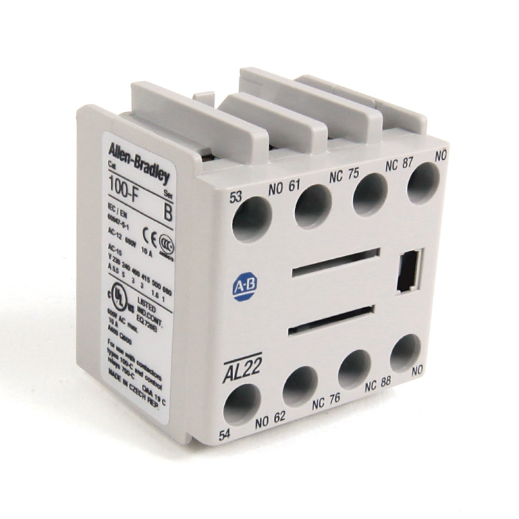ALLEN BRADLEY 100-FAL22 AUXILIARY CONTACT BLOCK, FRONT MOUNTING TO BULLETIN 100-C - CONTACTORS, 4-POLE, 1 N.O./ 1 EARLY MAKE + 1 N.C./ 1 LATE BREAK