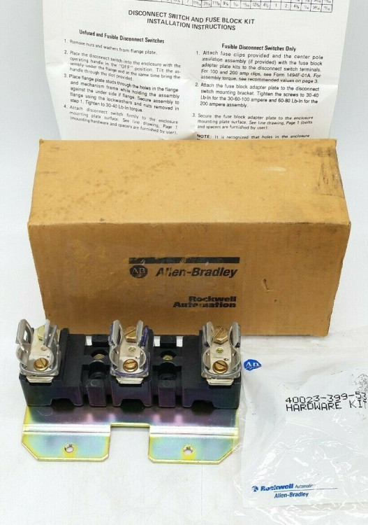 ALLEN BRADLEY 1494F-J666 FUSE BLOCK ADAPTER PLATE KIT, 60A FUSE CLIPS, CLASS J, 600V ALLEN BRADLEY 1494F-J666 FUSE BLOCK ADAPTER PLATE KIT, 60A FUSE CLIPS, CLASS J, 600V