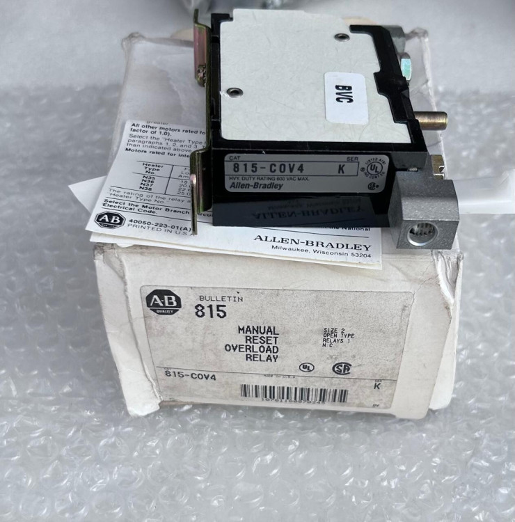 ALLEN BRADLEY 815-COV49 RELAY OVERLOAD 600VAC 1NO/1NC MANUAL RESET ALLEN BRADLEY 815-COV49 RELAY OVERLOAD 600VAC 1NO/1NC MANUAL RESET