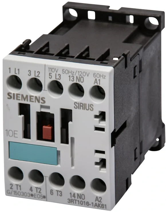 SIEMENS 3RT1016-1AK61 CONTACTOR, AC-3, 4KW/400V, 1S, AC 110V 50 HZ/120V 60 HZ, 3 PIN, BGR. S00, SCREW CONNECTION SIEMENS 3RT1016-1AK61 CONTACTOR, AC-3, 4KW/400V, 1S, AC 110V 50 HZ/120V 60 HZ, 3 PIN, BGR. S00, SCREW CONNECTION