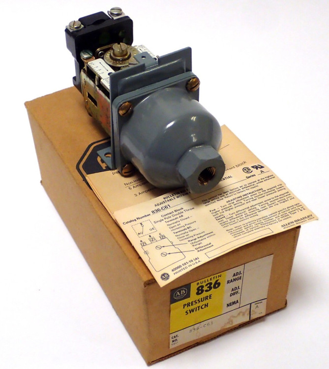 ALLEN BRADLEY 836-C61 836 PRESSURE CONTROLS - GENERAL INDUSTRIAL, DEVICE STYLE C, STAINLESS STEEL EXTERNAL BELLOWS.NO ENCLOSURE. ALLEN BRADLEY 836-C61 836 PRESSURE CONTROLS - GENERAL INDUSTRIAL, DEVICE STYLE C, STAINLESS STEEL EXTERNAL BELLOWS.NO ENCLOSURE.